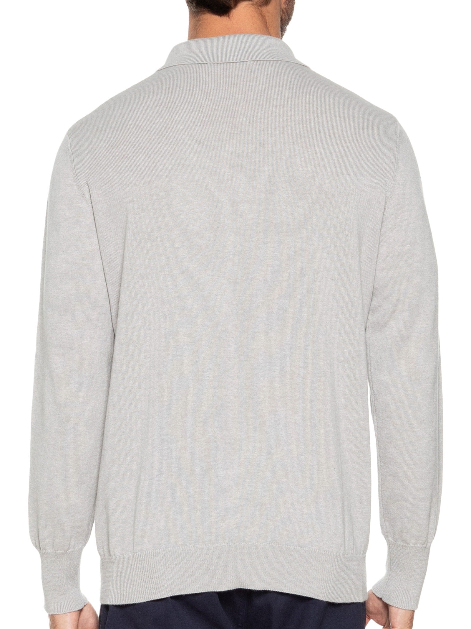 Suéter Masculino Polo Manga Longa Algodão Pima Com Cashmere – Cinza '2 Essential