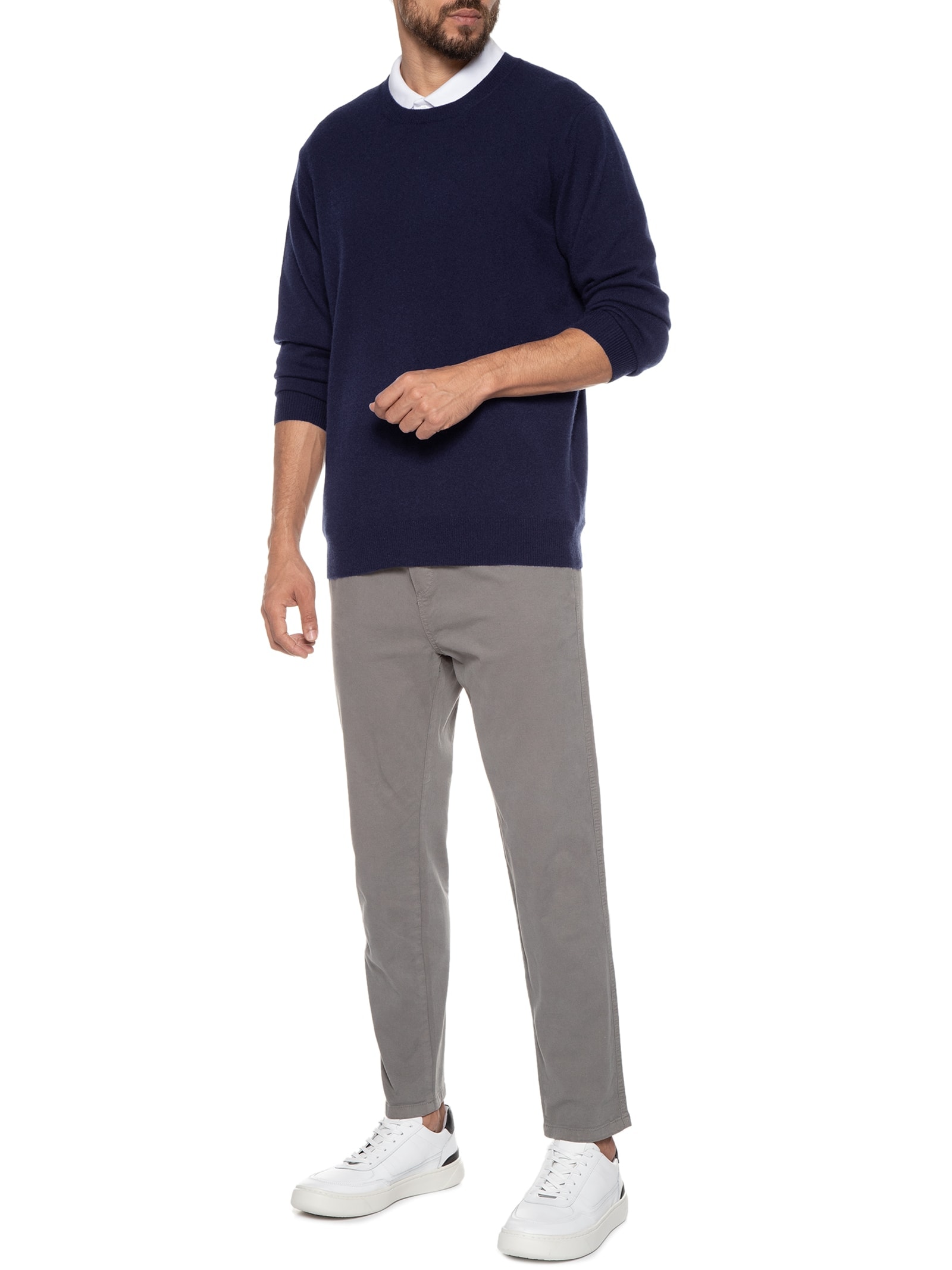 Suéter Masculino Puro Cashemere Gola Careca Azul '2 Essential