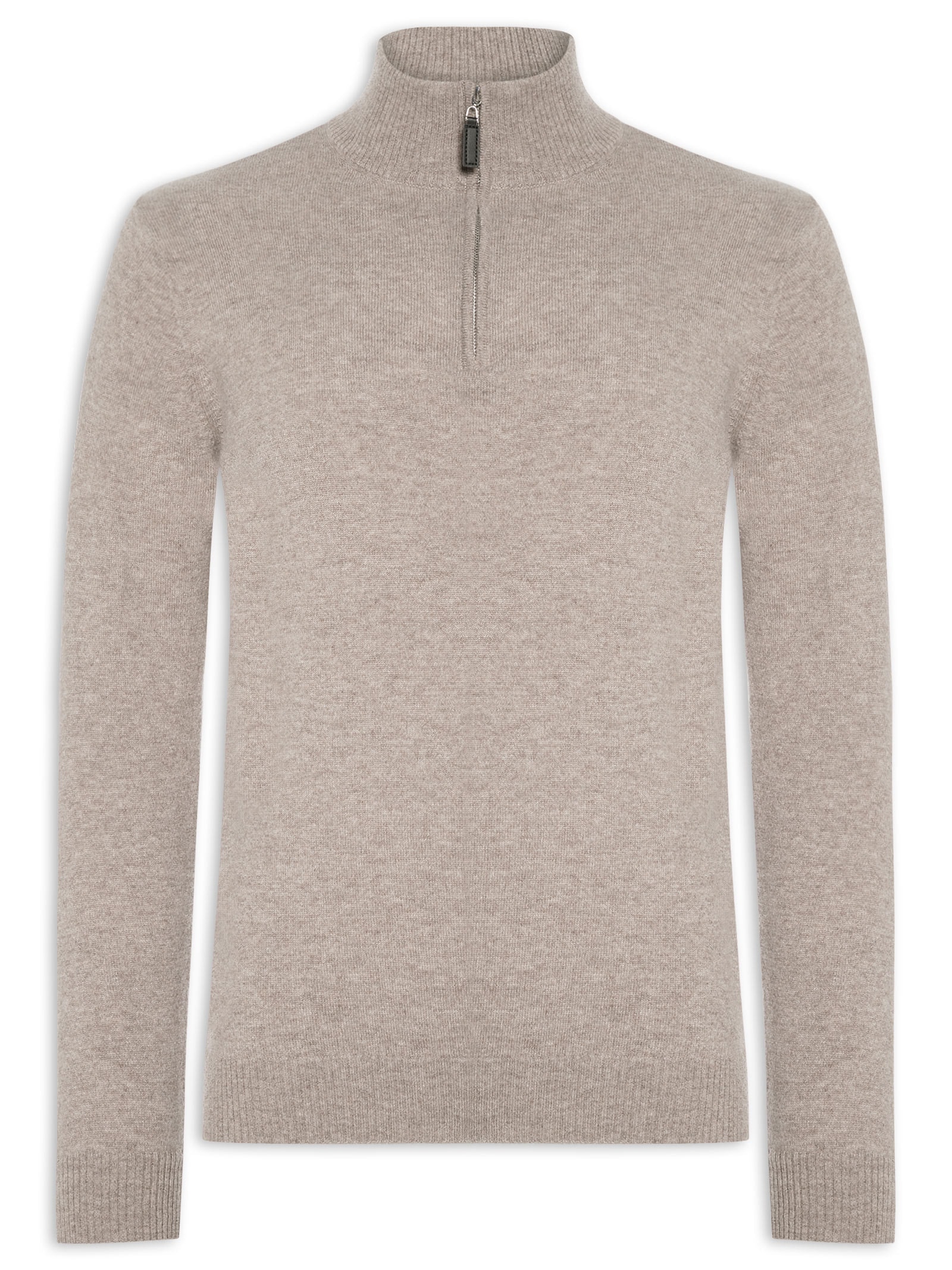 Suéter Masculino Puro Cashmere Detalhe Zíper Bege '2 Essential