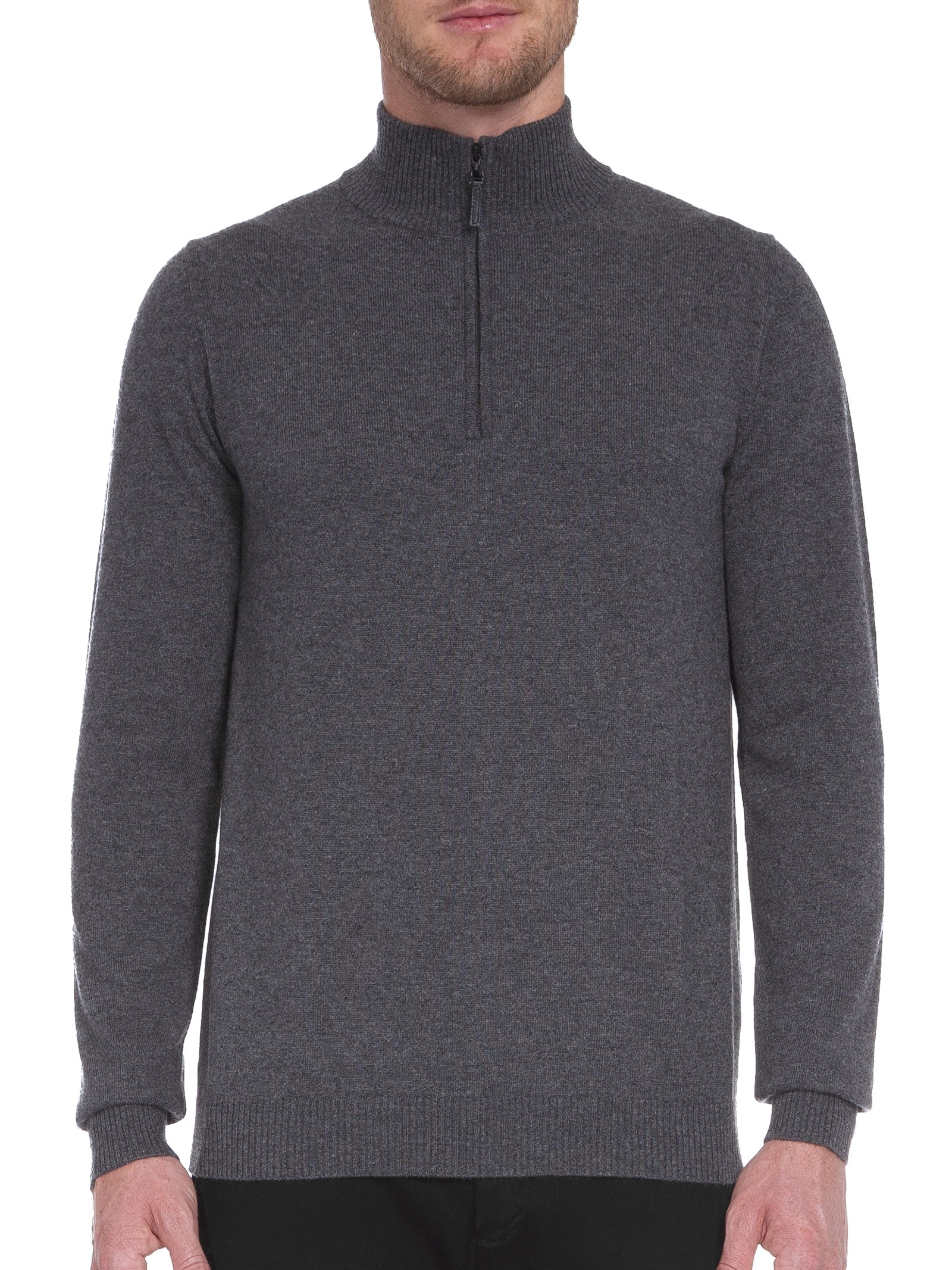 Suéter Masculino Puro Cashmere Detalhe Zíper Cinza '2 Essential