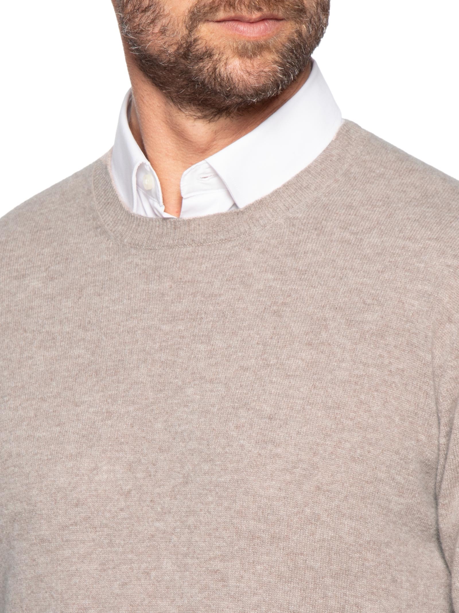 Suéter Masculino Puro Cashmere Gola Careca Bege '2 Essential