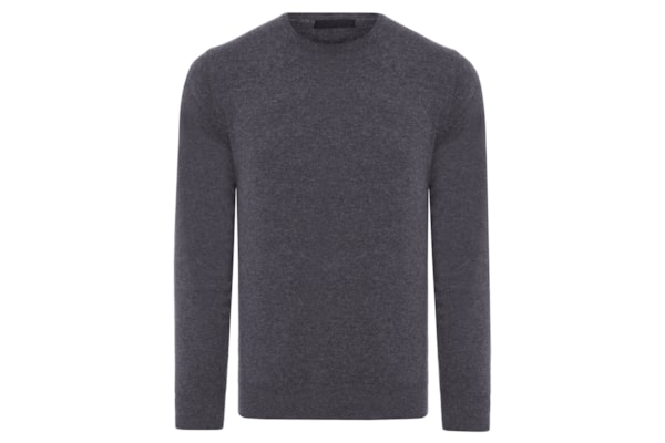 Suéter Masculino Puro Cashmere Gola Careca - Cinza