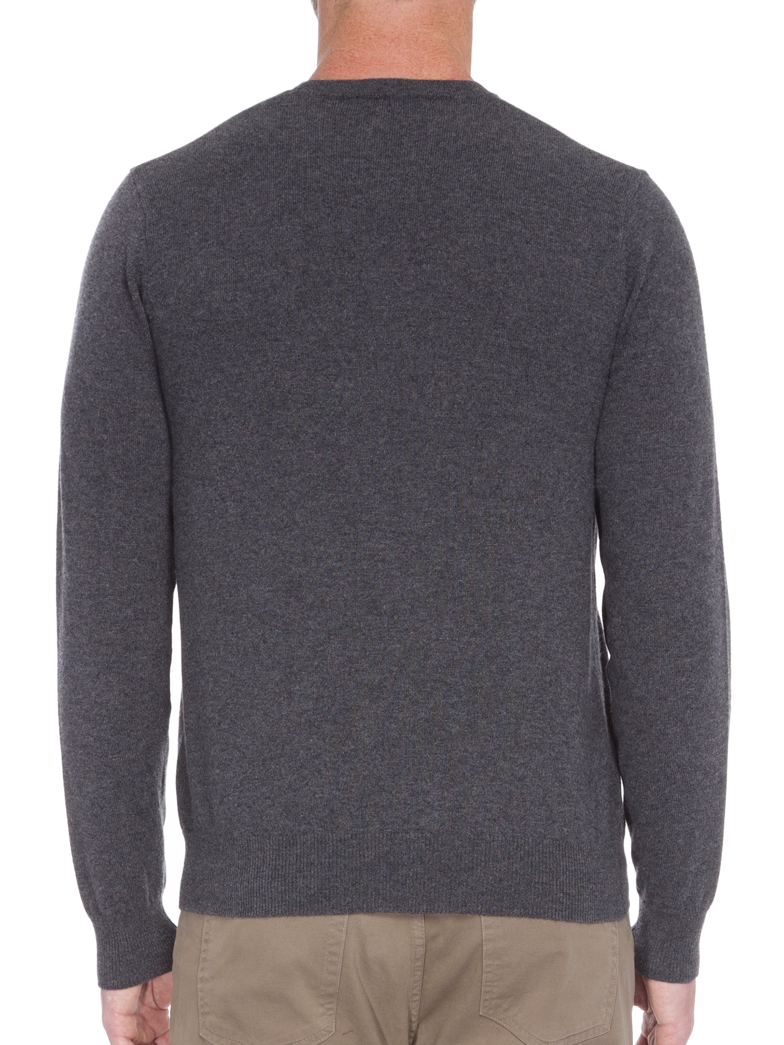 Suéter Masculino Puro Cashmere Gola Careca Cinza '2 Essential