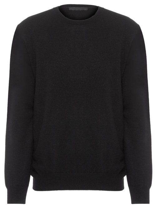 Suéter Masculino Puro Cashmere Gola Careca - Preto