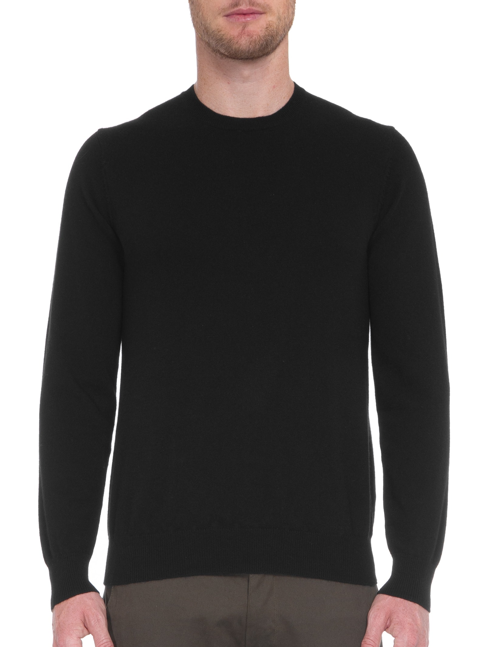 Suéter Masculino Puro Cashmere Gola Careca Preto '2 Essential