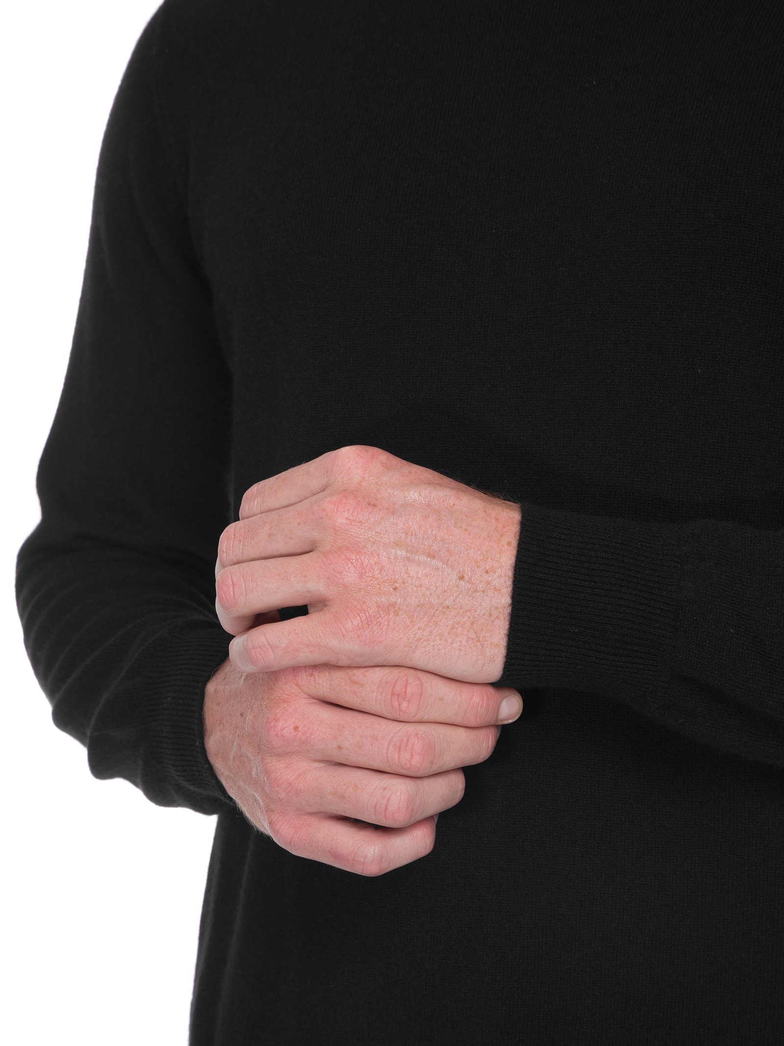 Suéter Masculino Puro Cashmere Gola Careca Preto '2 Essential
