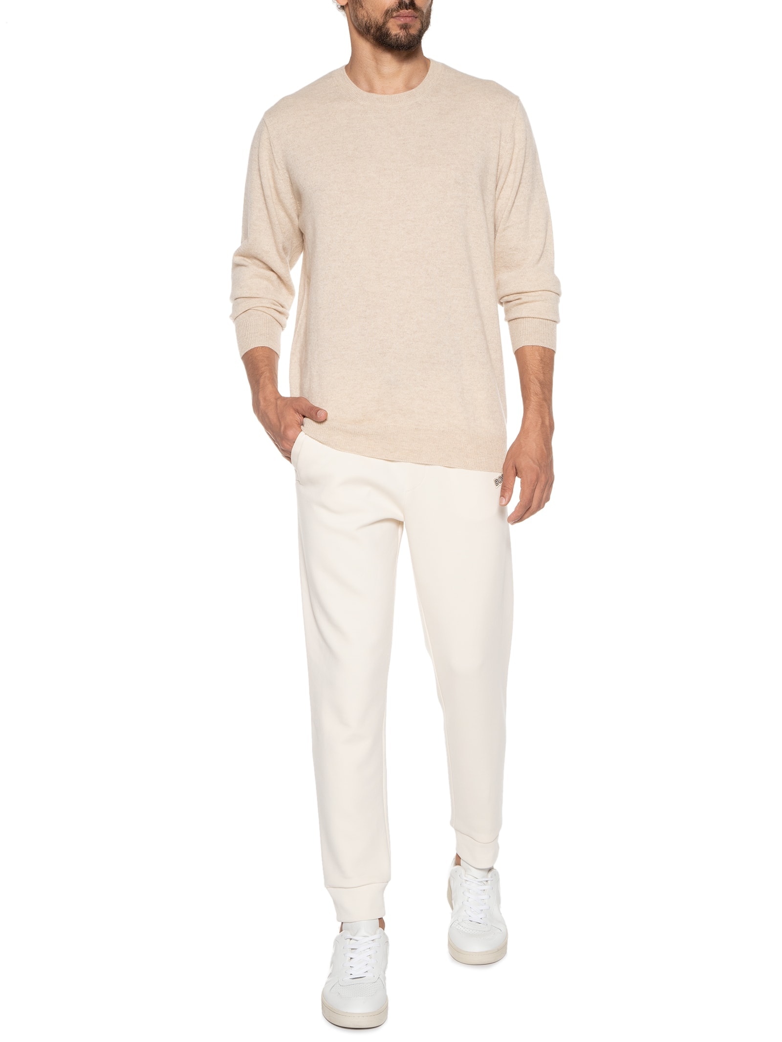 Suéter Masculino Puro Cashmere Gola Redonda Bege '2 Essential