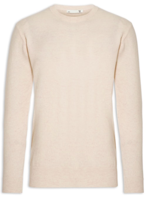 Suéter Masculino Puro Cashmere Gola Redonda – Bege