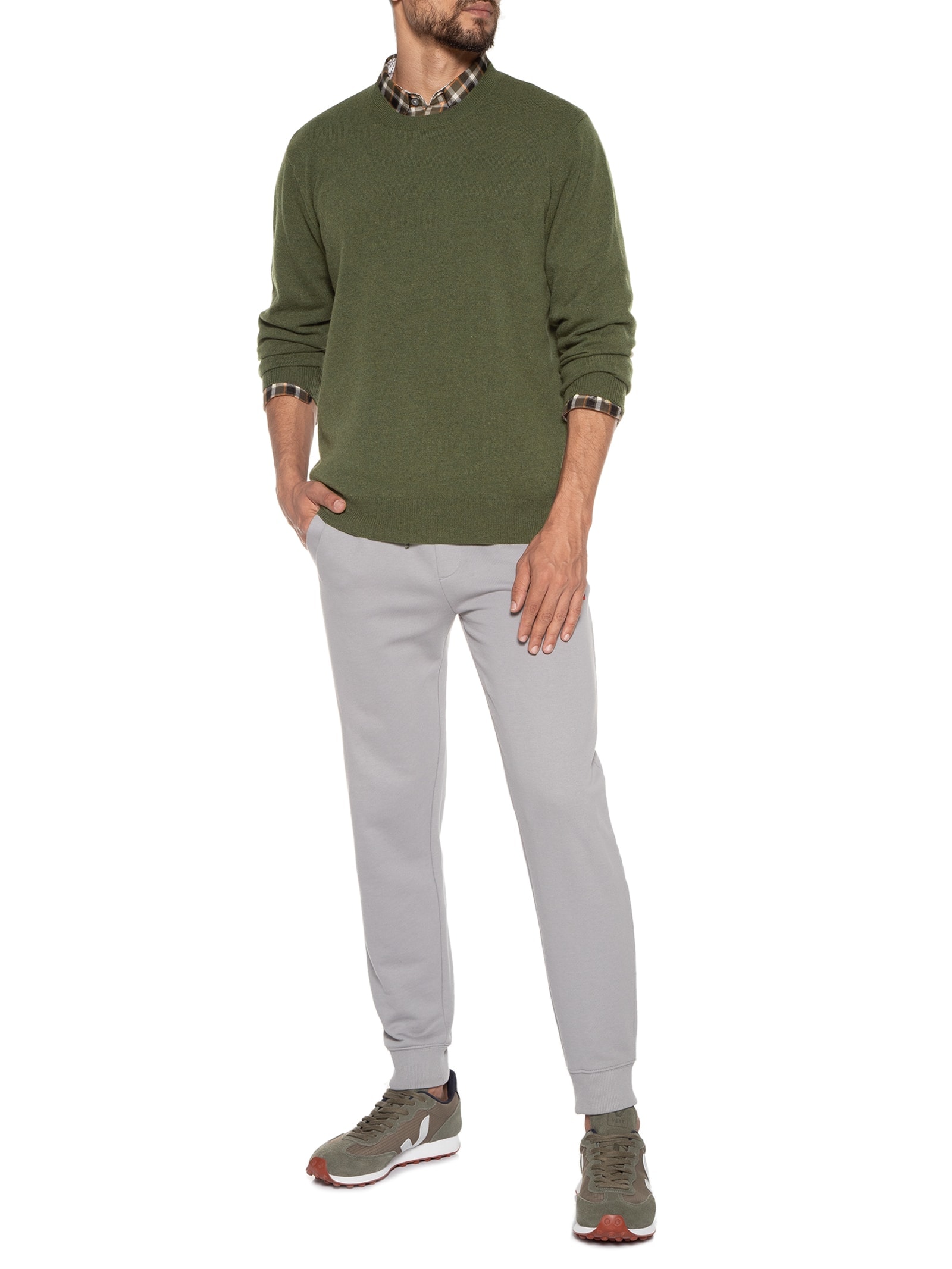 Suéter Masculino Puro Cashmere Gola Redonda Verde '2 Essential