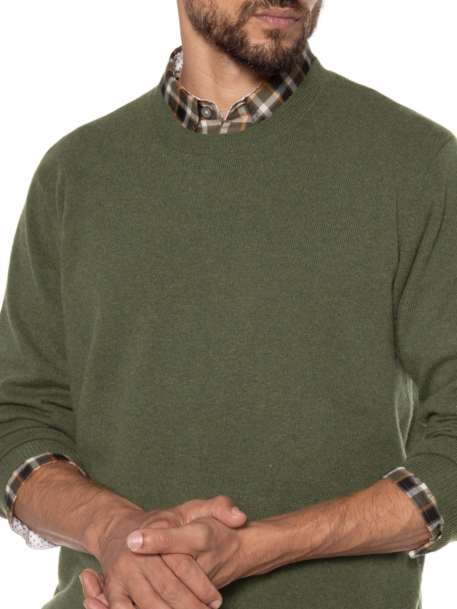 Suéter Masculino Puro Cashmere Gola Redonda Verde '2 Essential