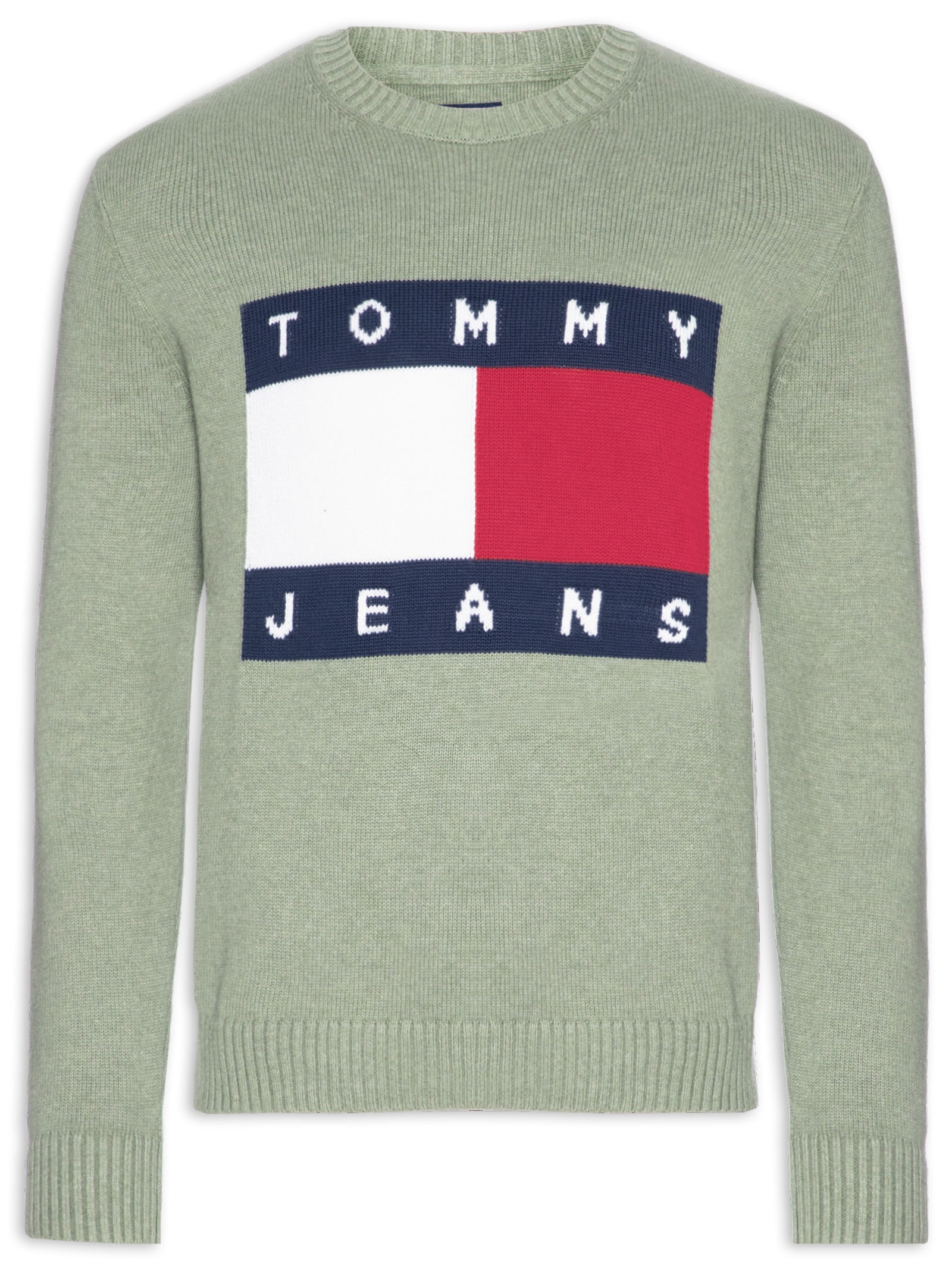 Suéter Masculino Regular Fit Mesclado Com Logo Cinza Tommy Jeans