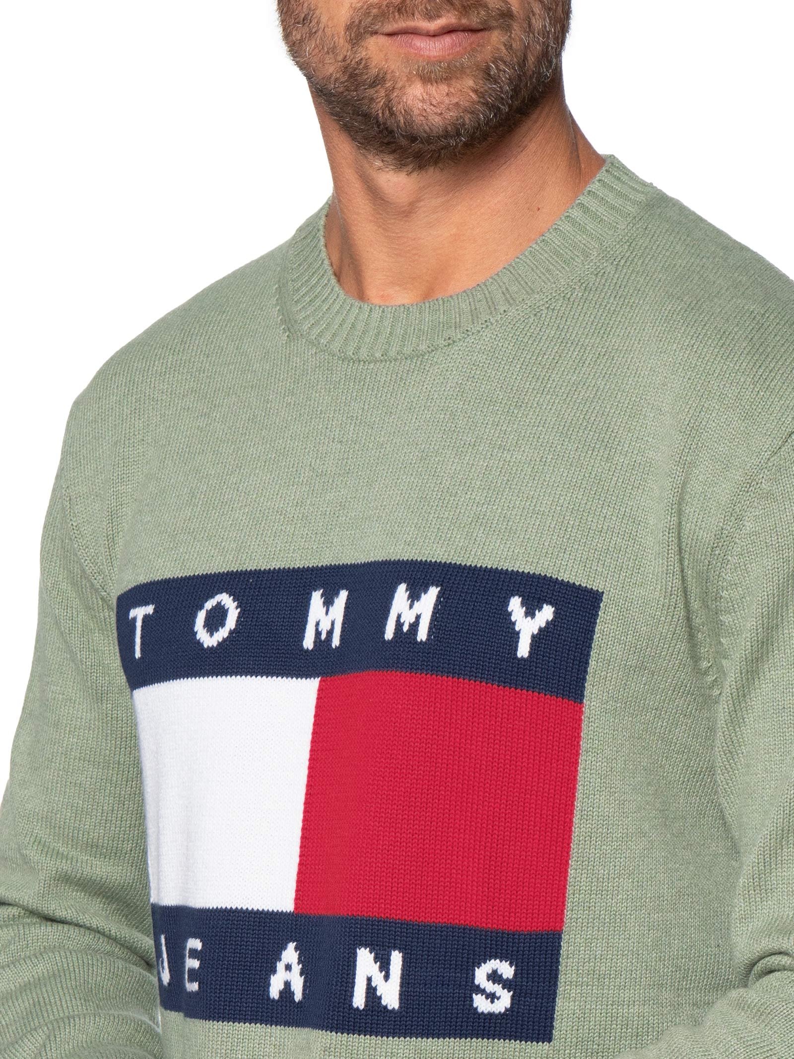 Suéter Masculino Regular Fit Mesclado Com Logo Cinza Tommy Jeans