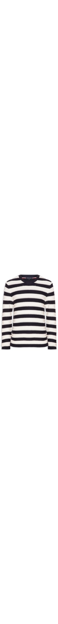 Suéter Masculino Relaxed Fit Crochet Block Listrado - Azul