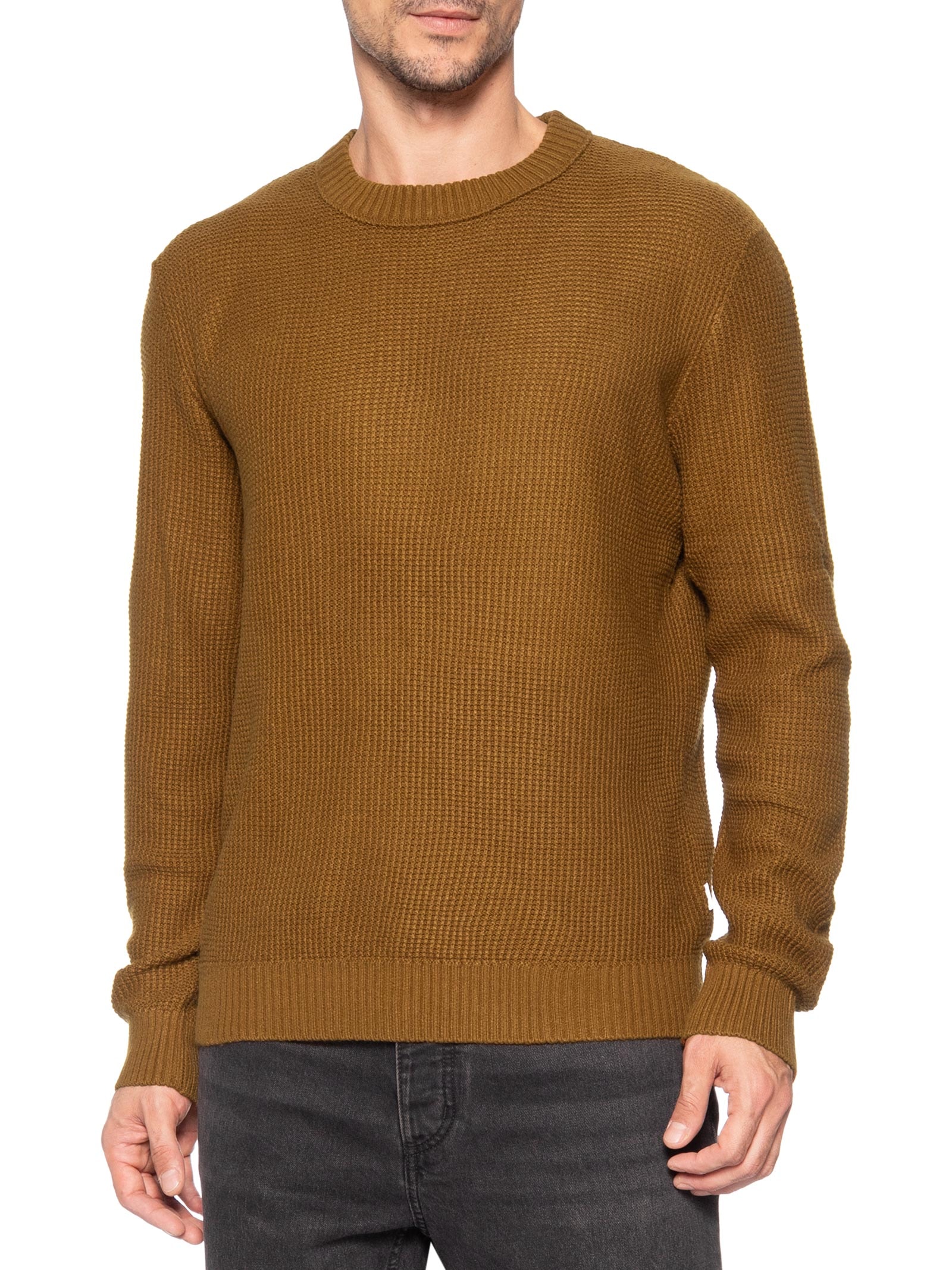 Suéter Masculino Roy Gola Careca Tricot Marrom Jack & Jones