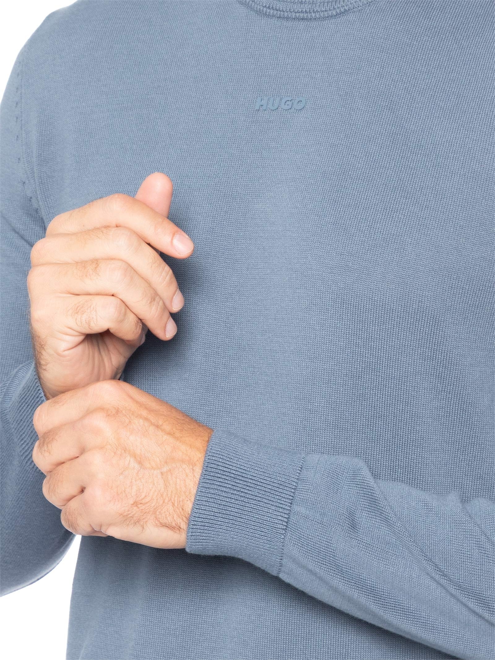 Suéter Masculino Slim-Fit Crew Neck San Cassius-C2 Azul Hugo