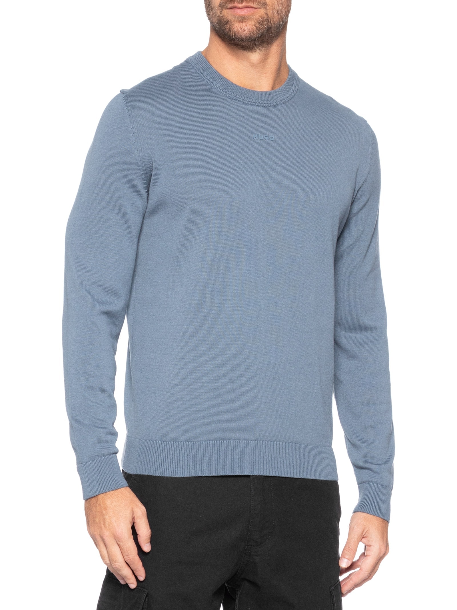 Suéter Masculino Slim-Fit Crew Neck San Cassius-C2 Azul Hugo