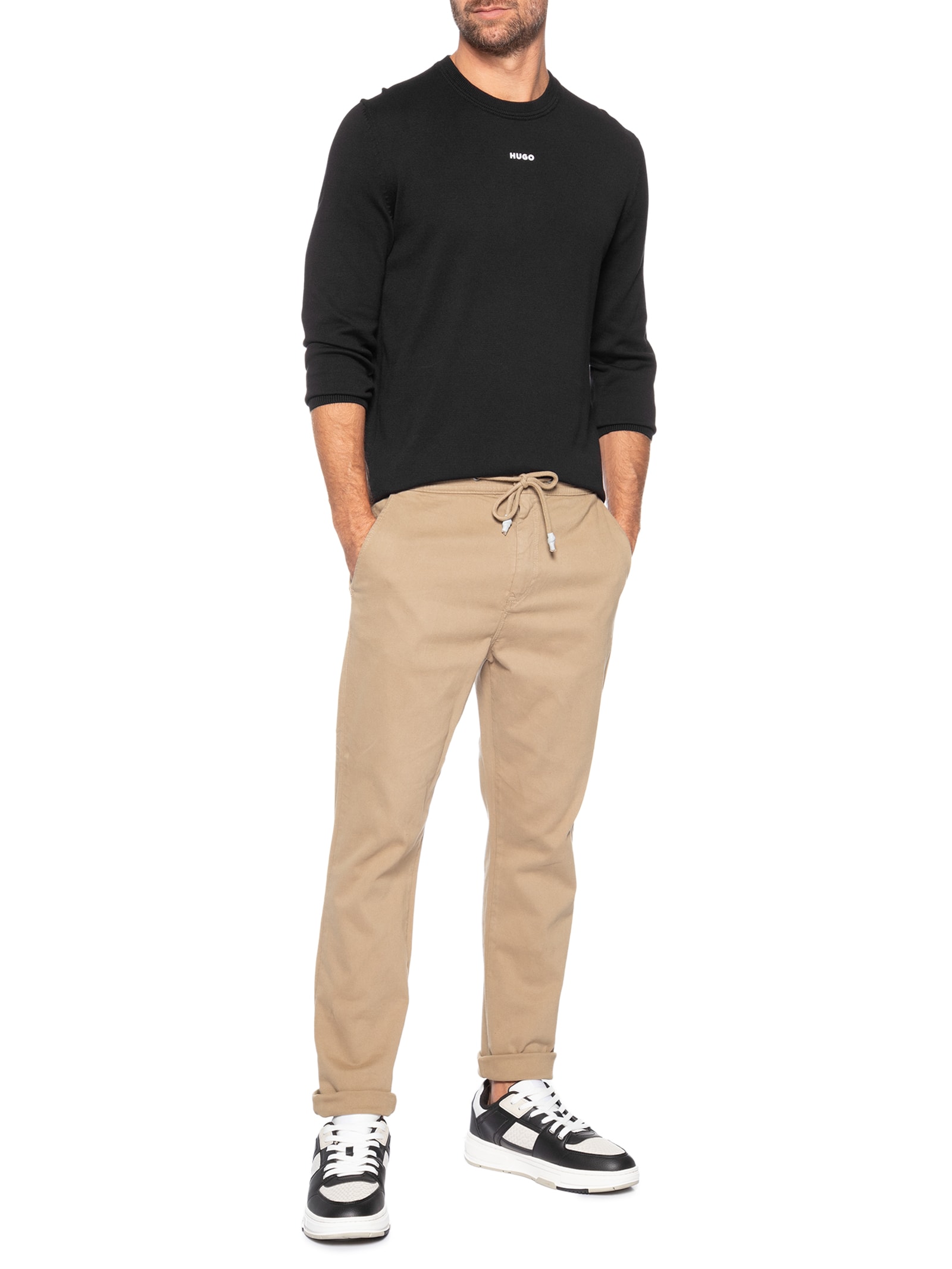 Suéter Masculino Slim-Fit Crew Neck San Cassius-C2 Preto Hugo