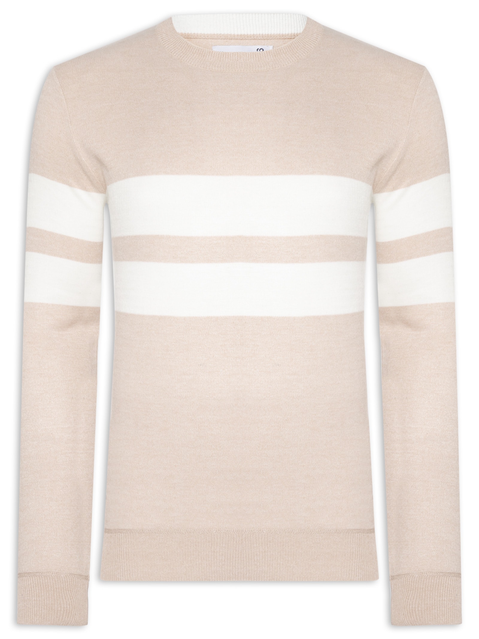 Suéter Masculino Soft Gola Redonda Bege '2 Essential