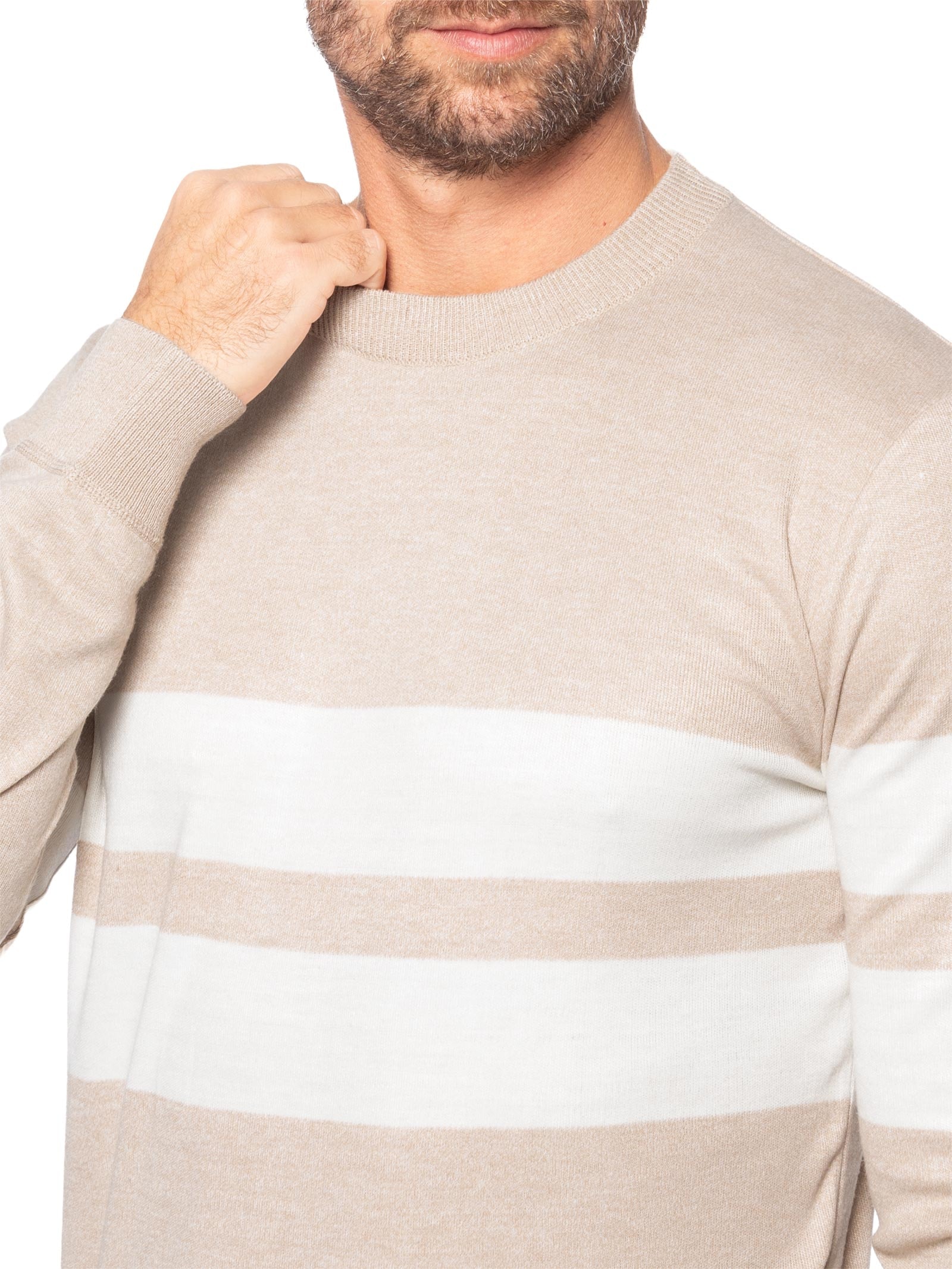 Suéter Masculino Soft Gola Redonda Bege '2 Essential