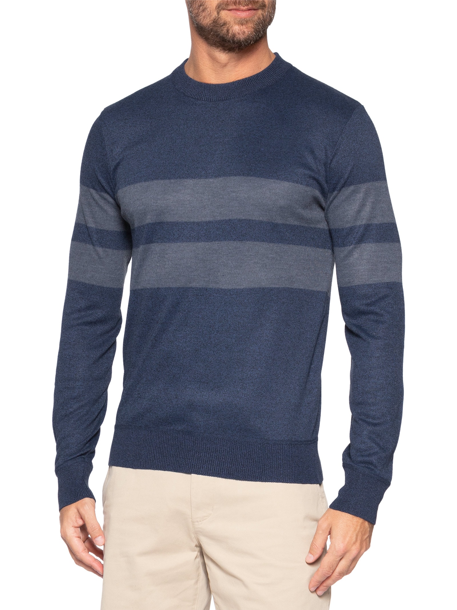 Suéter Masculino Soft Gola Redonda Cinza '2 Essential