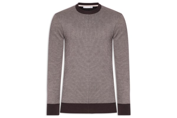 Suéter Masculino Textura Mini Listra - Bege