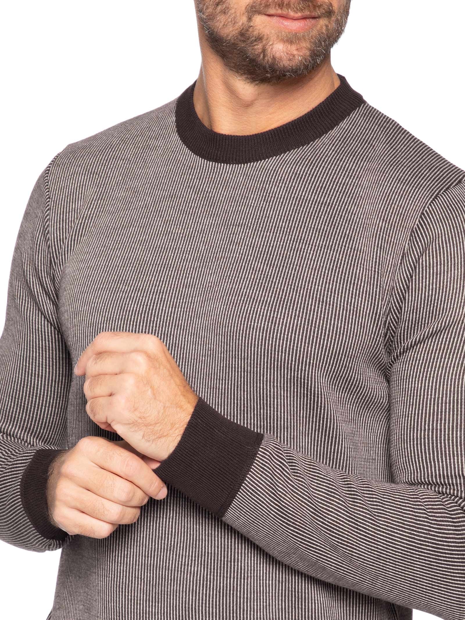 Suéter Masculino Textura Mini Listra Bege '2 Essential