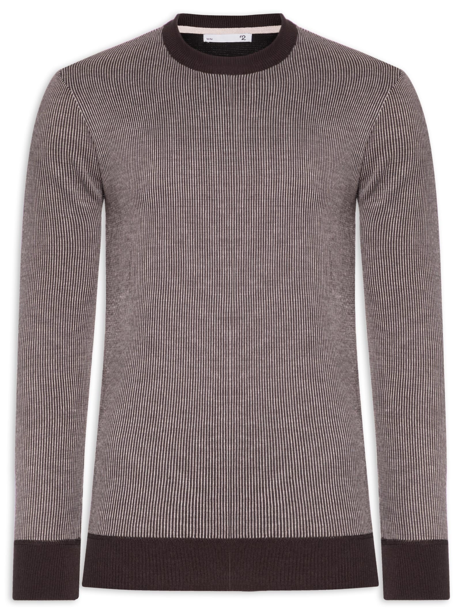 Suéter Masculino Textura Mini Listra Bege '2 Essential