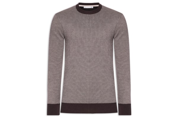 Suéter Masculino Textura Mini Listra - Bege