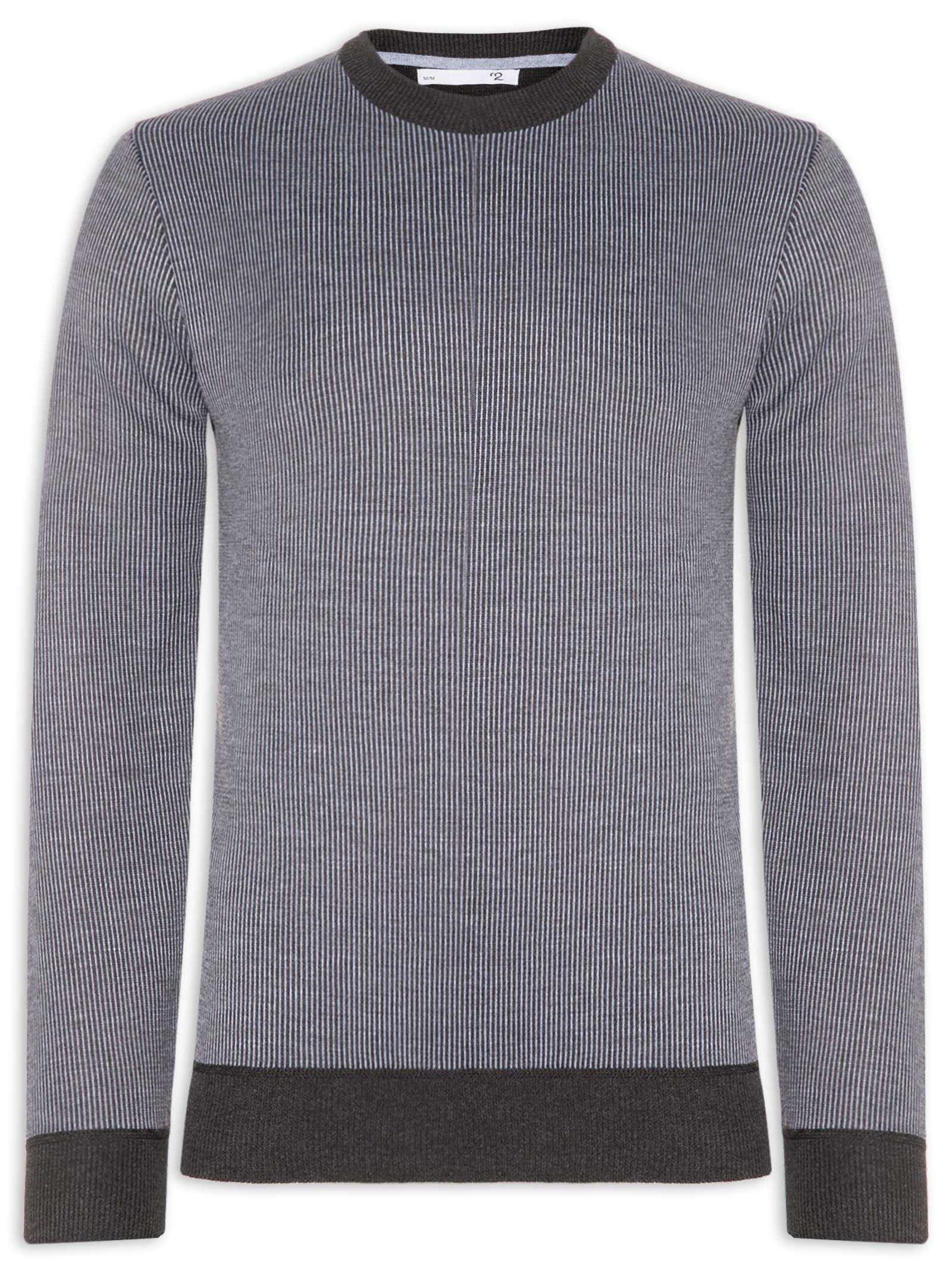 Suéter Masculino Textura Mini Listra Cinza '2 Essential