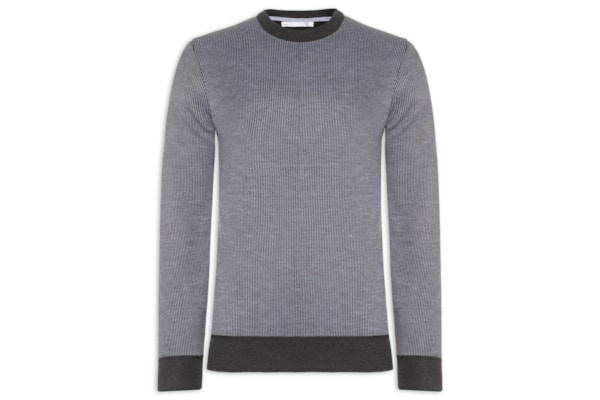 Suéter Masculino Textura Mini Listra - Cinza