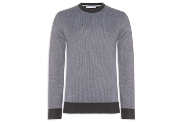 Suéter Masculino Textura Mini Listra - Cinza