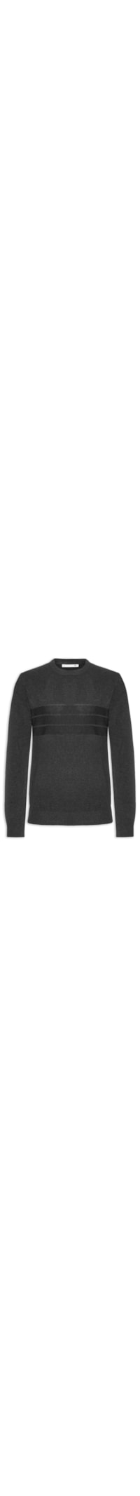 Suéter Masculino Textura Piquet Listra Horizontal - Preto