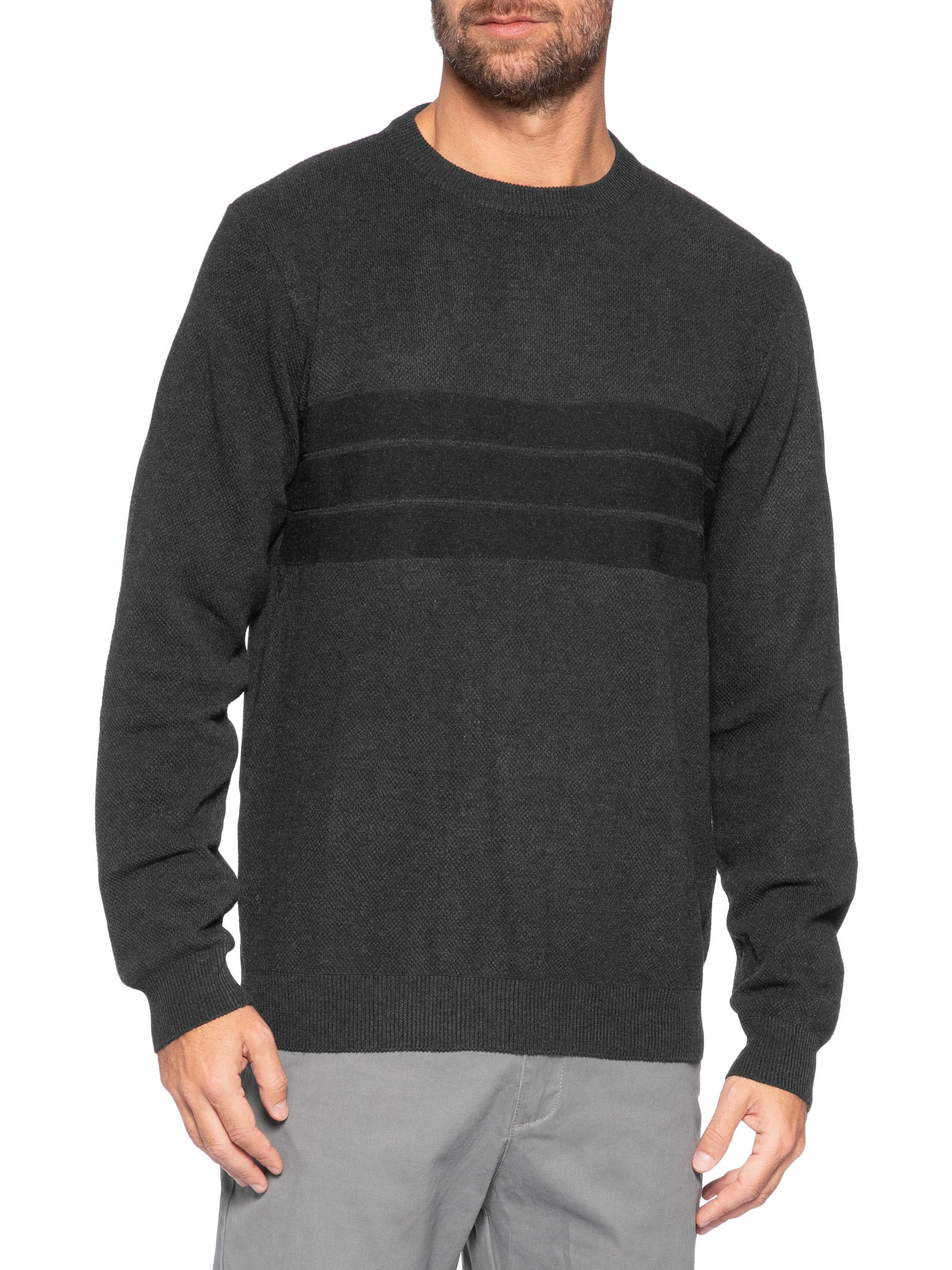 Suéter Masculino Textura Piquet Listra Horizontal Preto '2 Essential