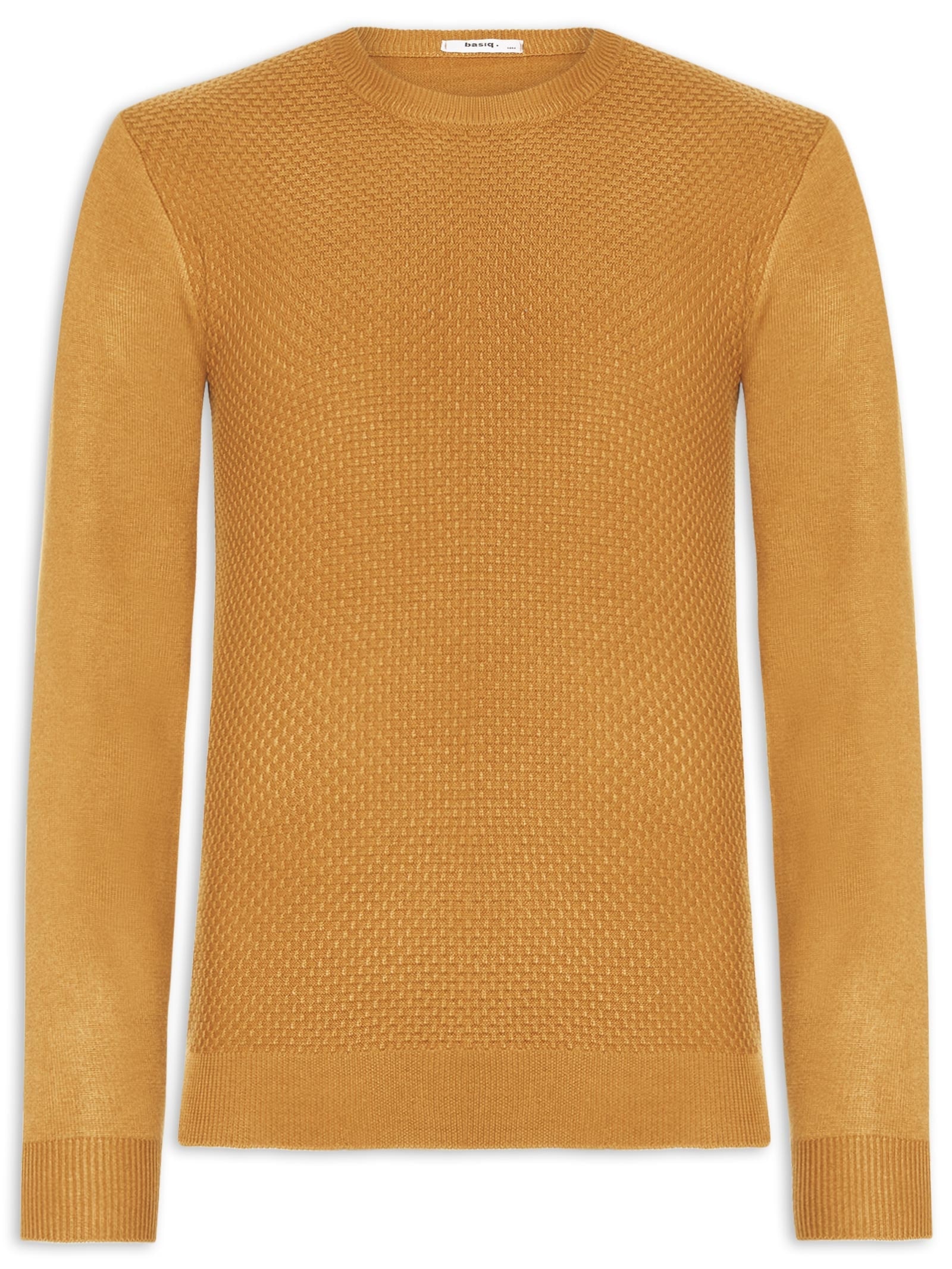 Suéter Masculino Texturizado Gola Redonda Amarelo Basiq Men