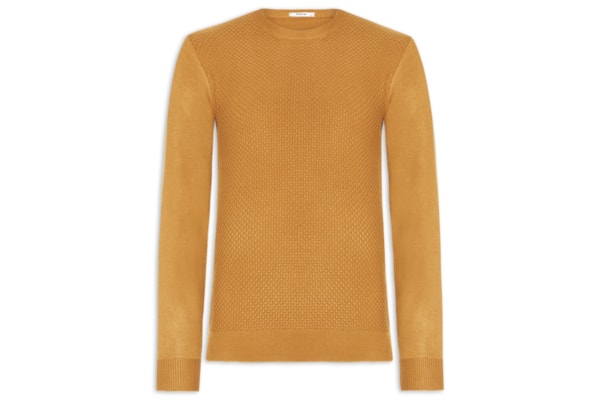 Suéter Masculino Texturizado Gola Redonda - Amarelo