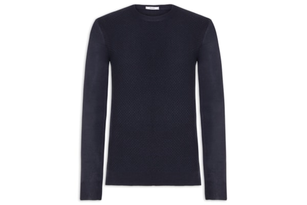 Suéter Masculino Texturizado Gola Redonda - Azul