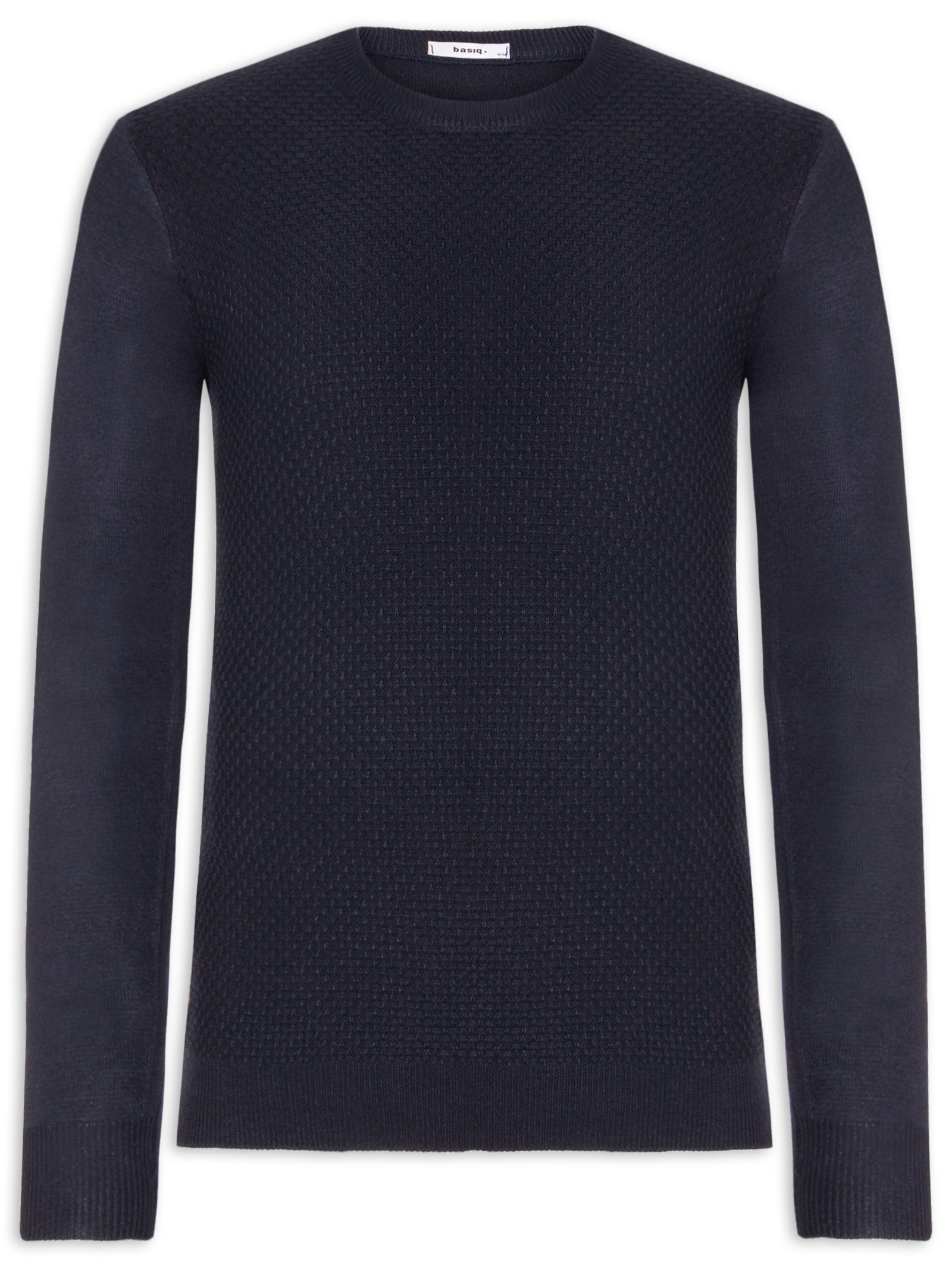 Suéter Masculino Texturizado Gola Redonda Azul Basiq Men