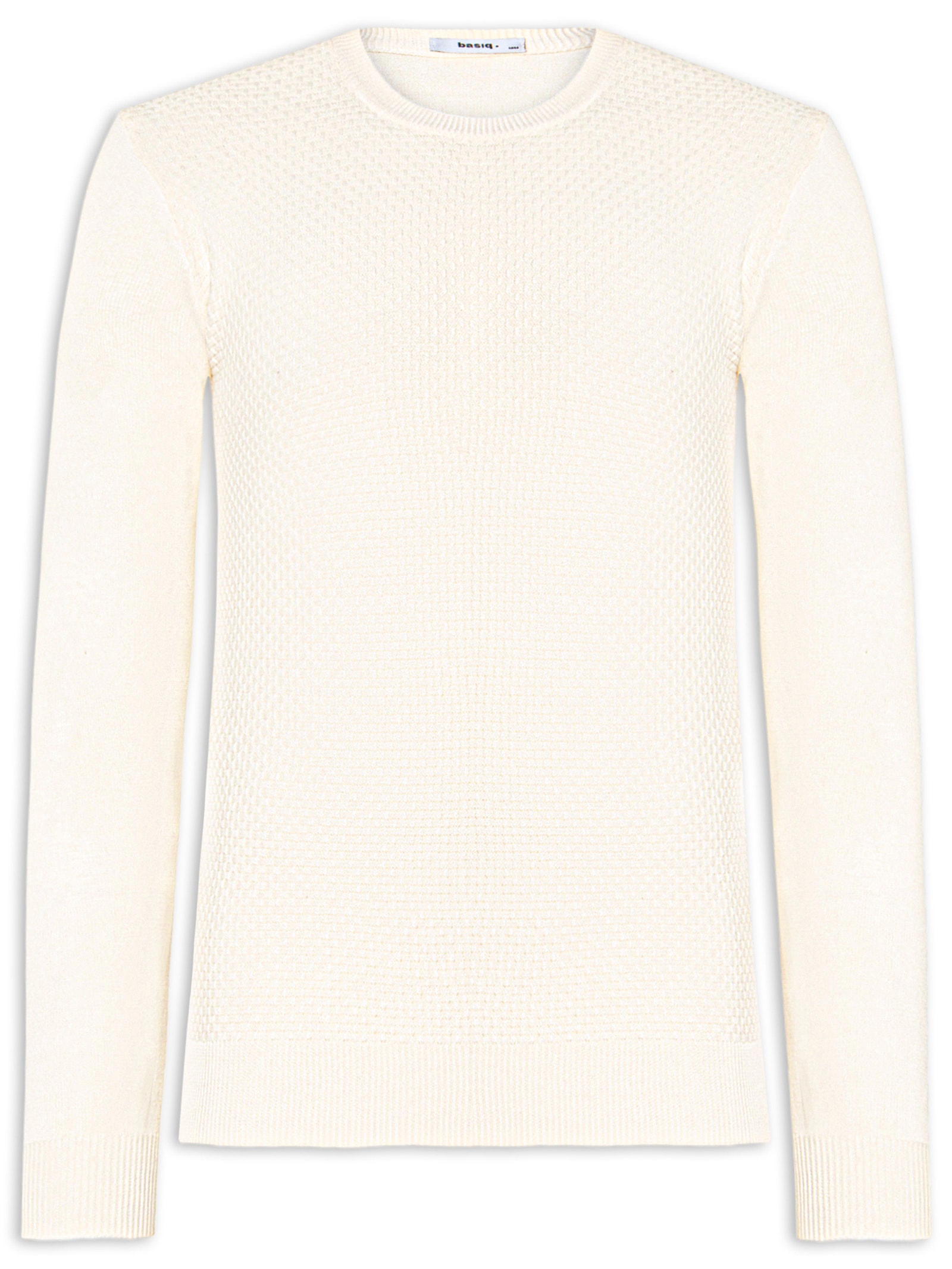 Suéter Masculino Texturizado Gola Redonda Bege Basiq Men