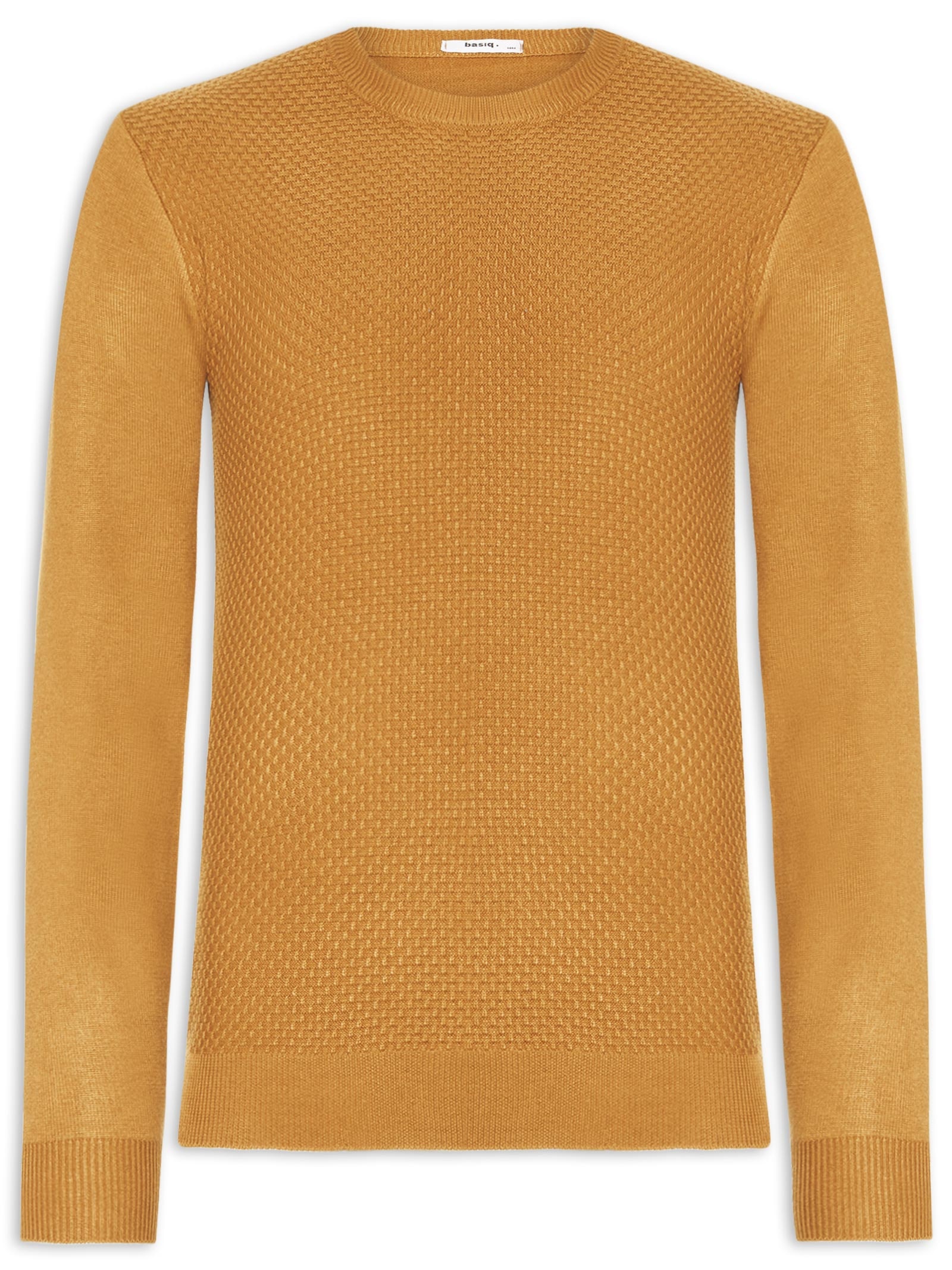 Suéter Masculino Texturizado Gola Redonda Bege Basiq Men