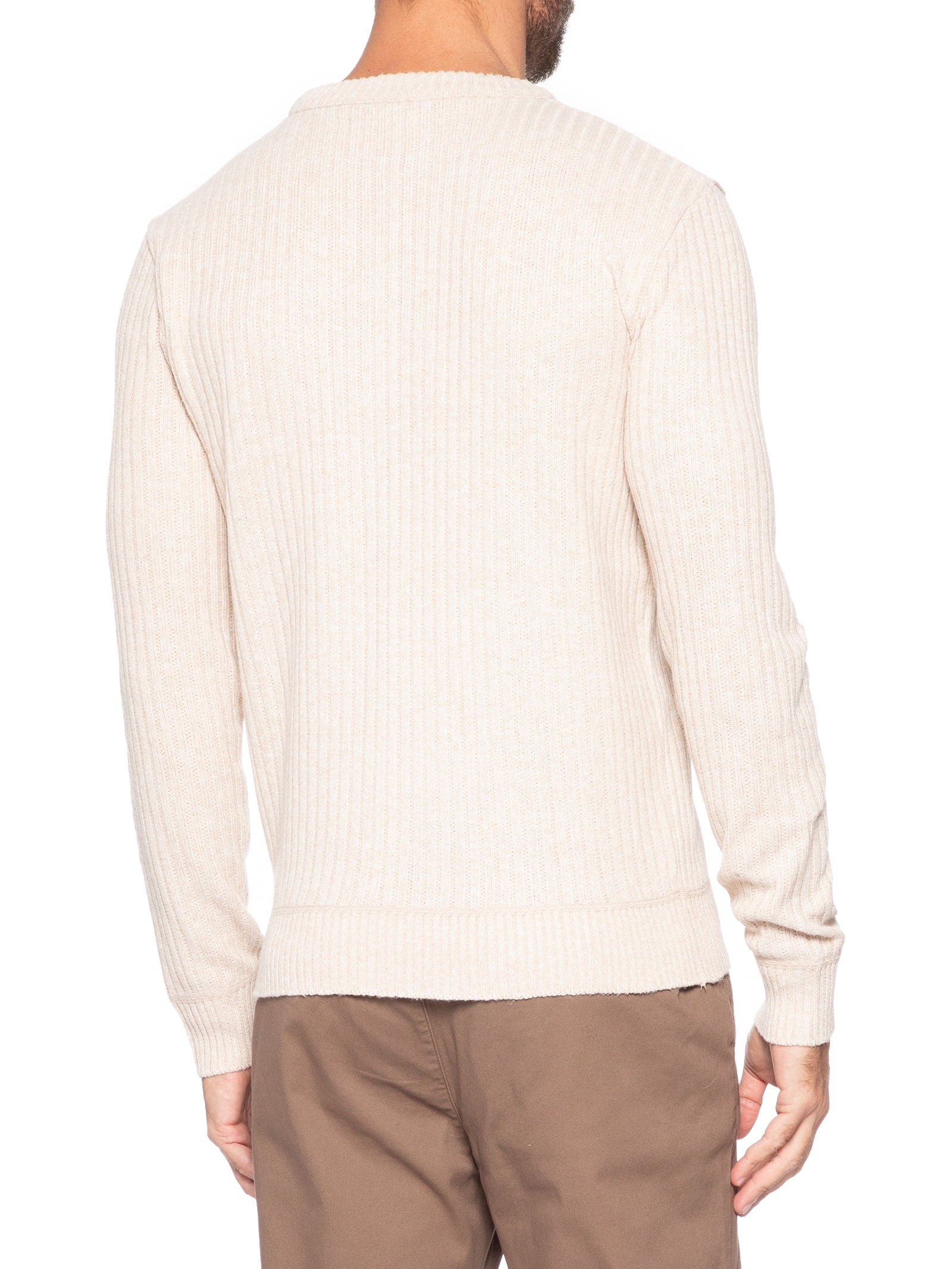 Suéter Masculino Texturizado Gola Redonda Bege '2 Essential