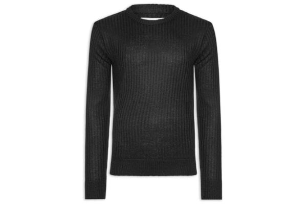 Suéter Masculino Texturizado Gola Redonda - Preto