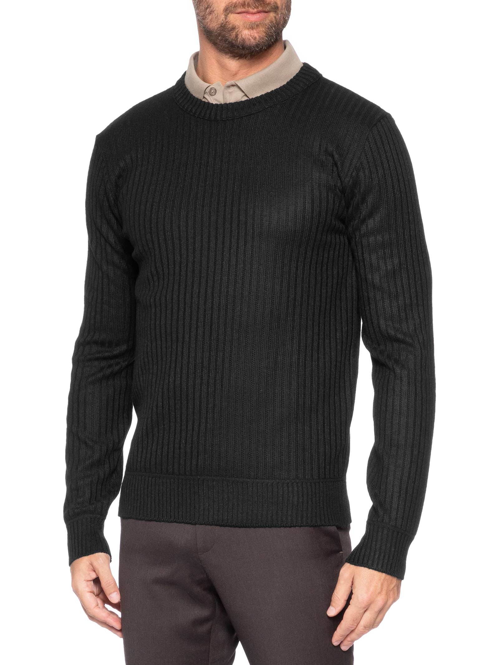 Suéter Masculino Texturizado Gola Redonda Preto '2 Essential