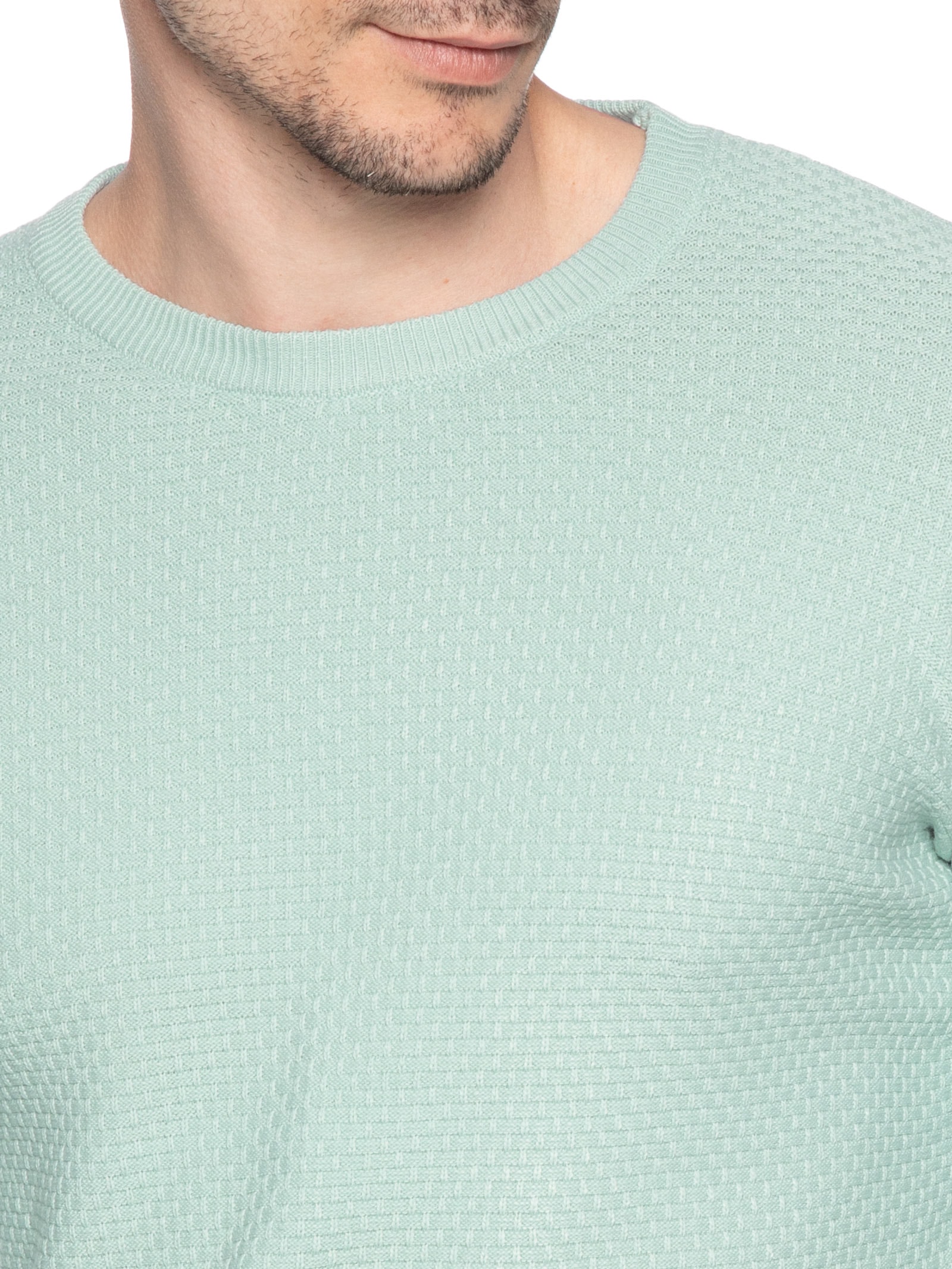Suéter Masculino Texturizado Gola Redonda Verde Basiq Men