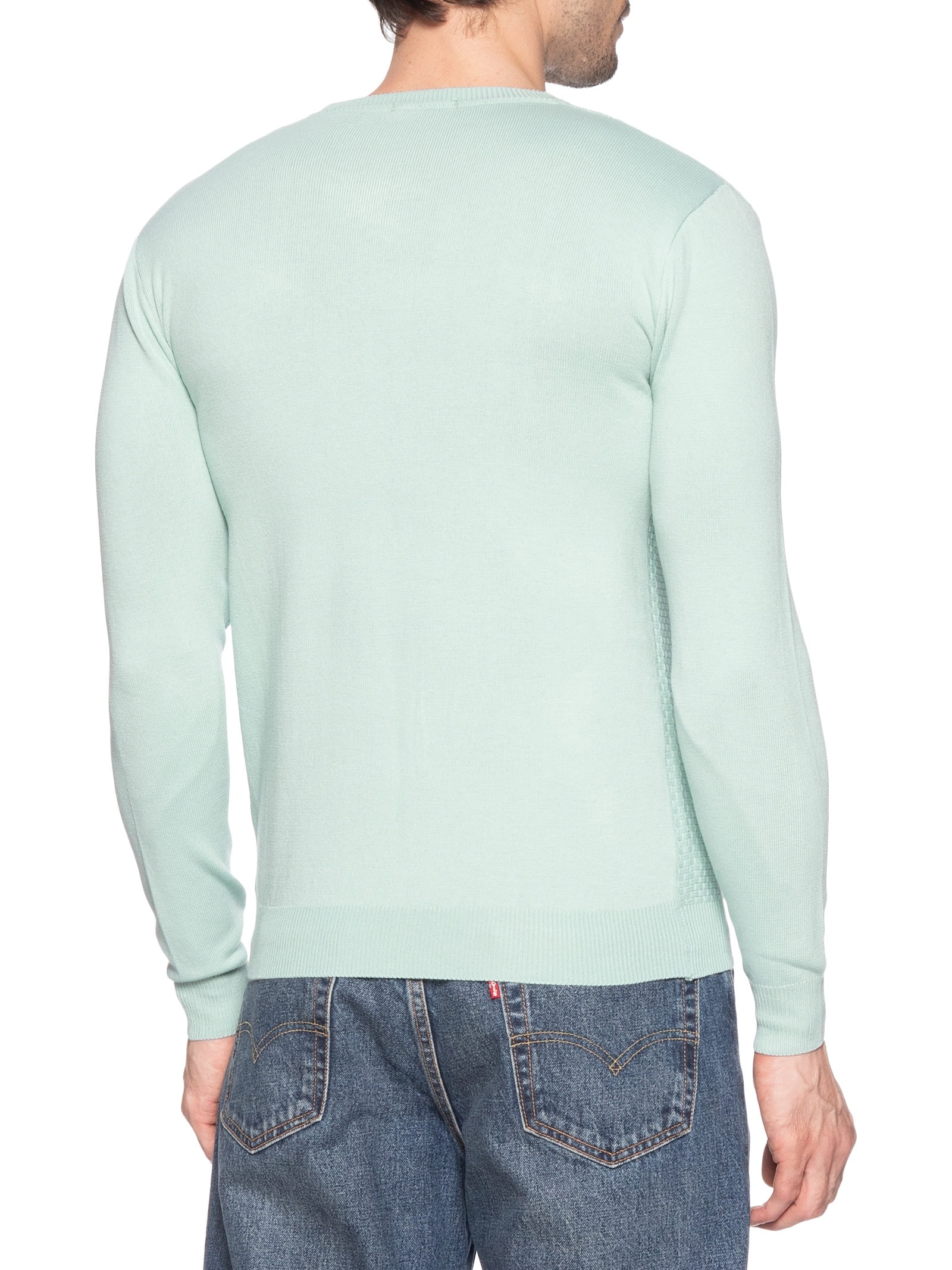 Suéter Masculino Texturizado Gola Redonda Verde Basiq Men