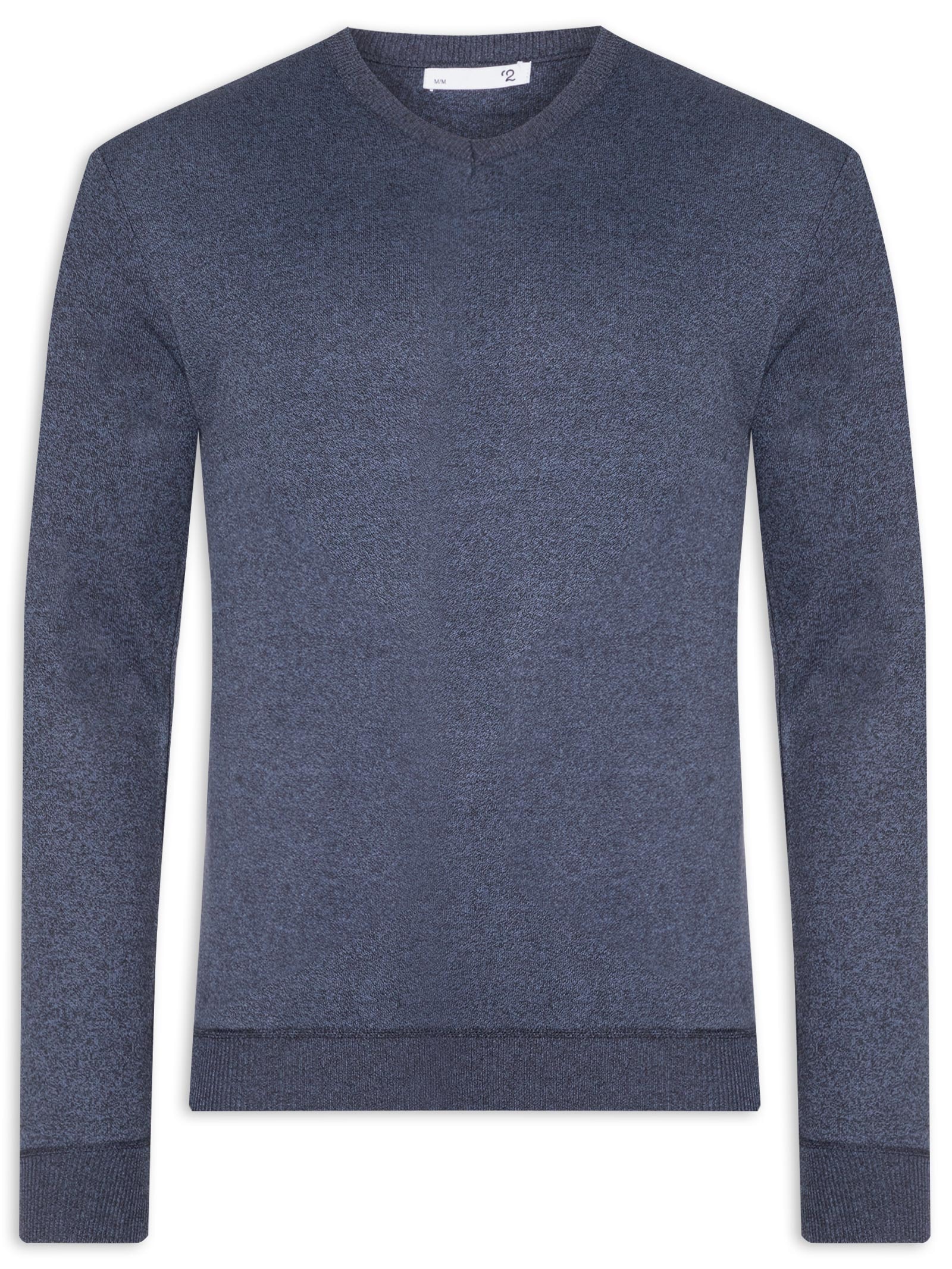 Suéter Masculino Tricot Básico Gola V Azul '2 Essential