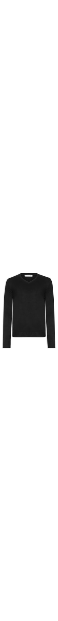 Suéter Masculino Tricot Básico Gola V - Preto