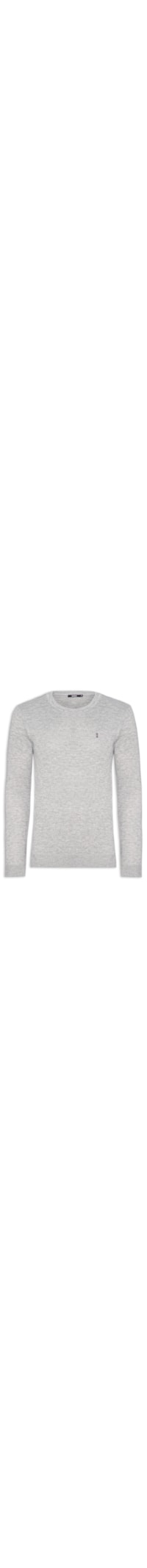 Suéter Masculino Tricot Básico Slim - Cinza