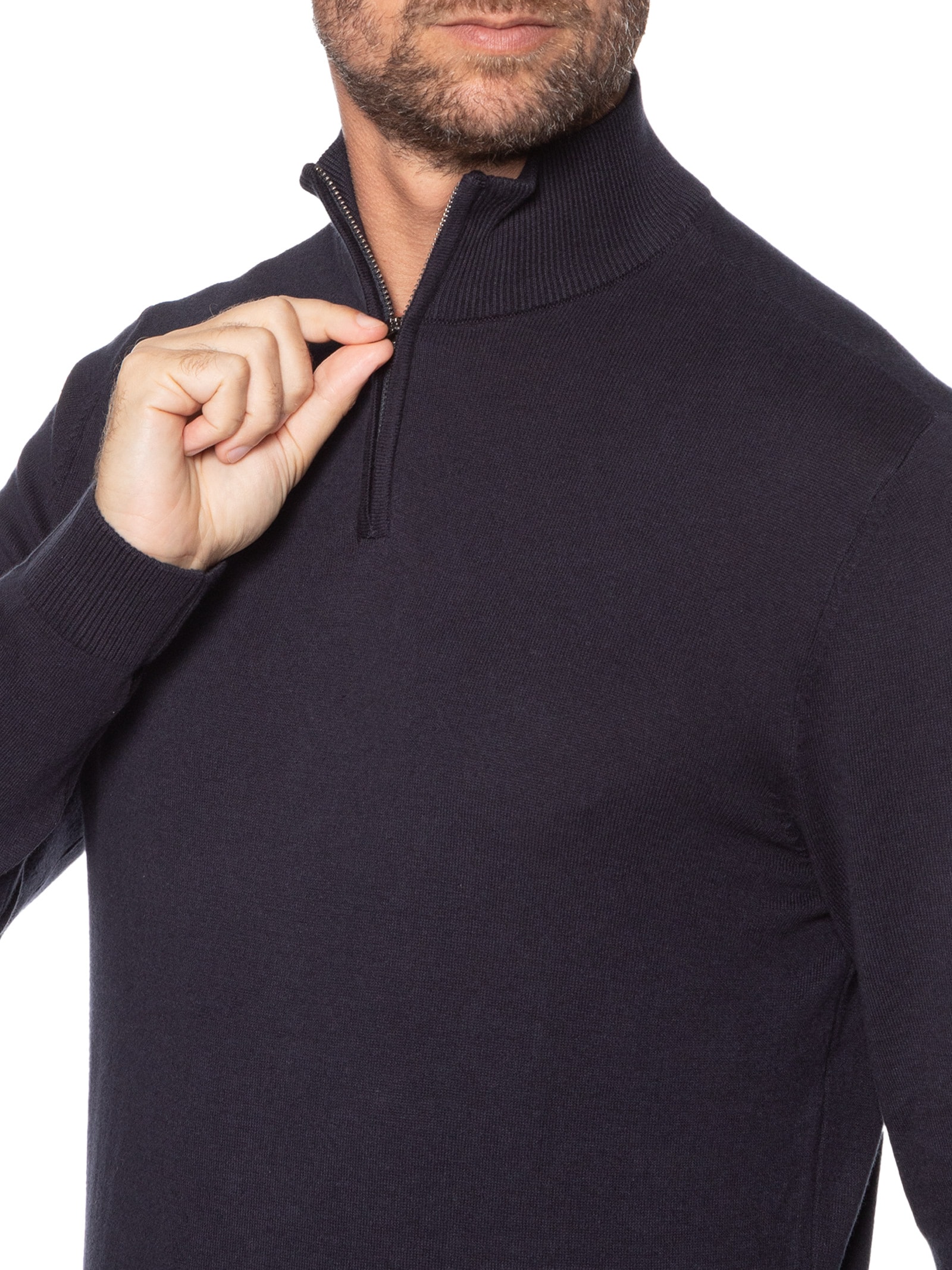 Hering - Suéter Masculino Tricot Bomber Half Zip - Azul