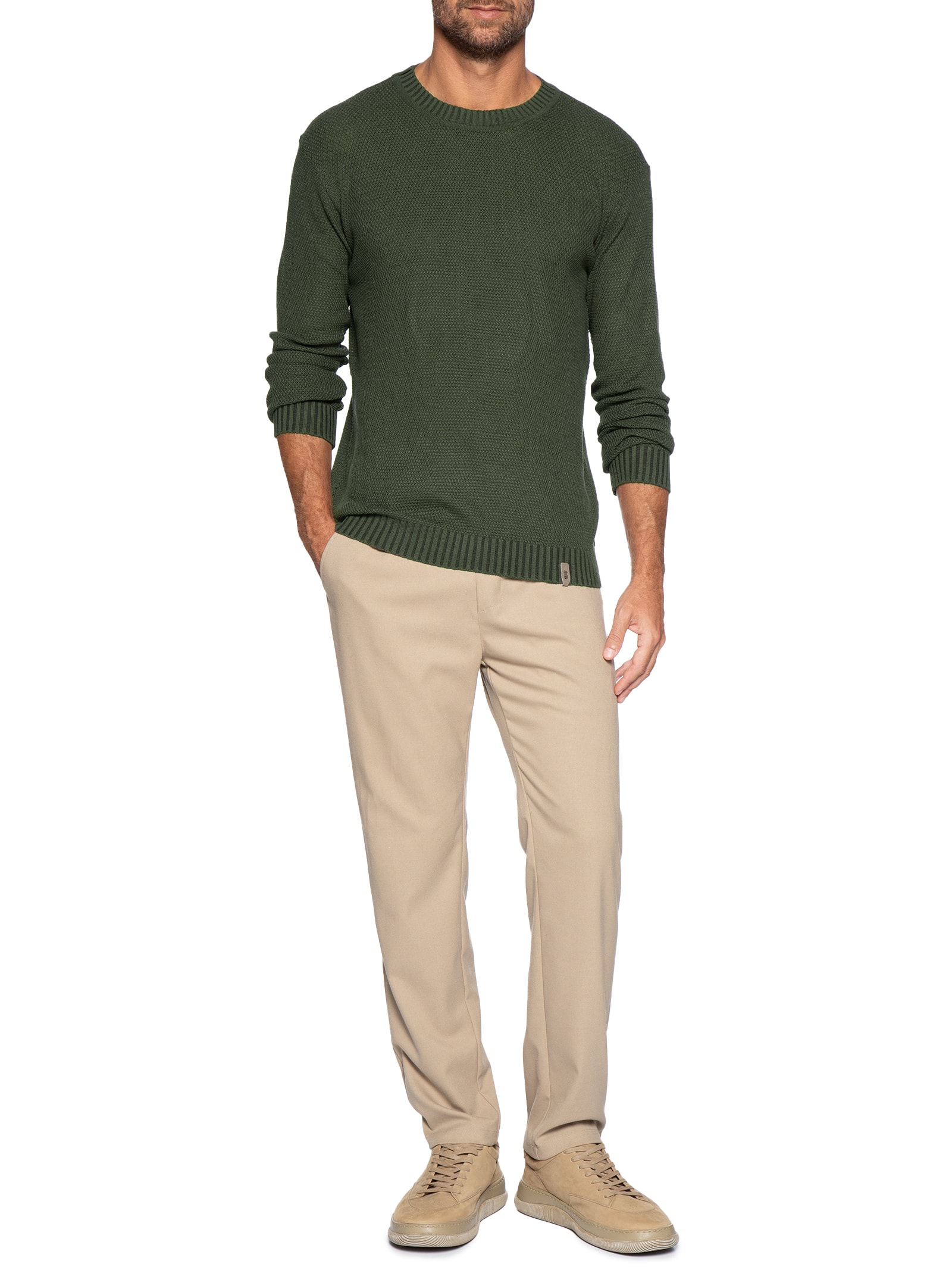 Suéter Masculino Tricot Colmeia Verde Pineapple