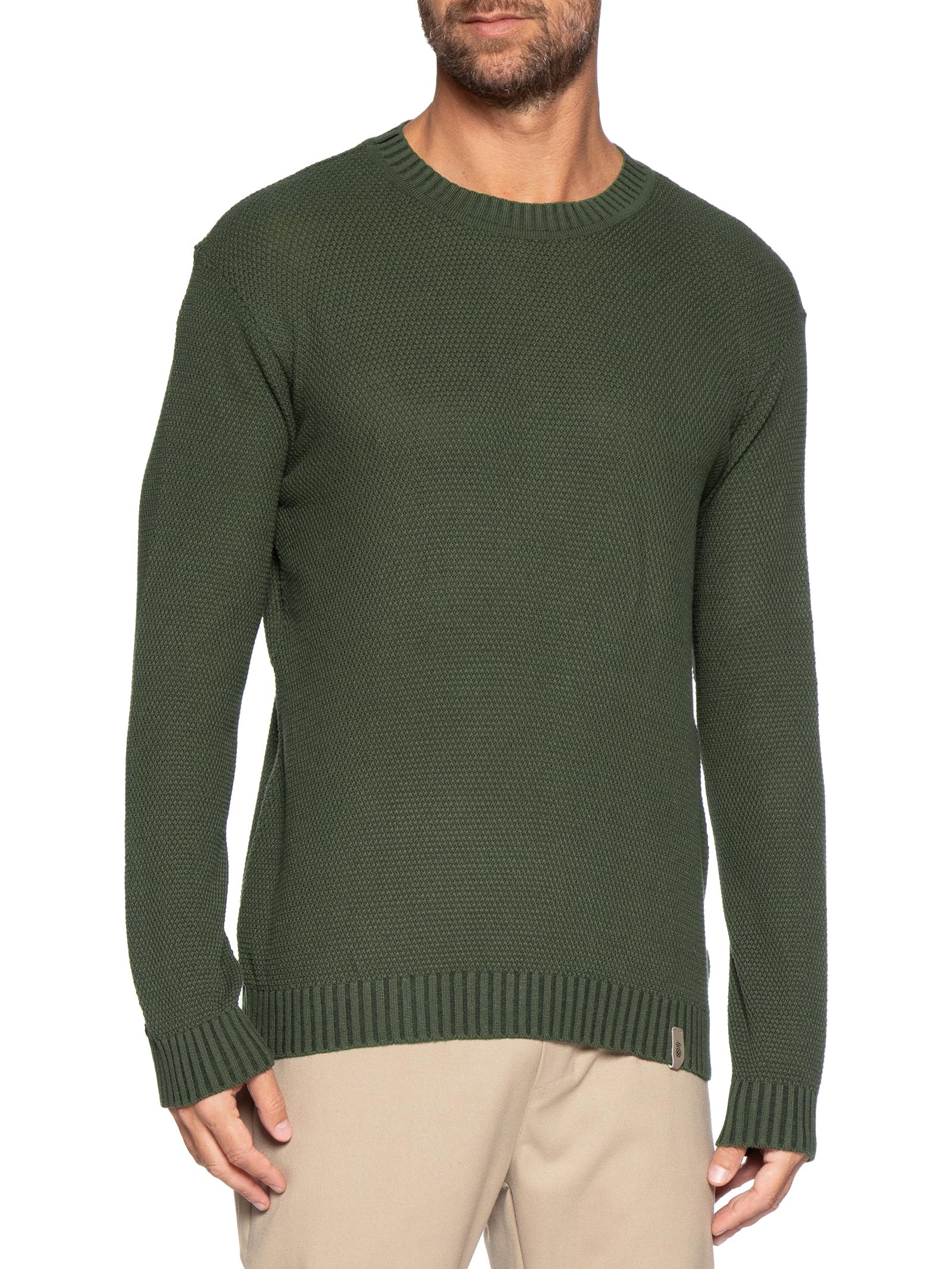 Suéter Masculino Tricot Colmeia Verde Pineapple